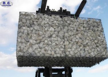 Woven Metal Gabion Wall Cages / Galvanised Steel Stone Cage OEM Service