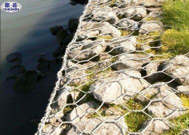 PVC Coated Stone Filled Gabions , Stone Retaining Wall Gabion Cages