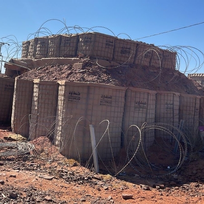 Earth Filled Concertainer For Galfan Welded Gabion Box As Military Hesco Barriers