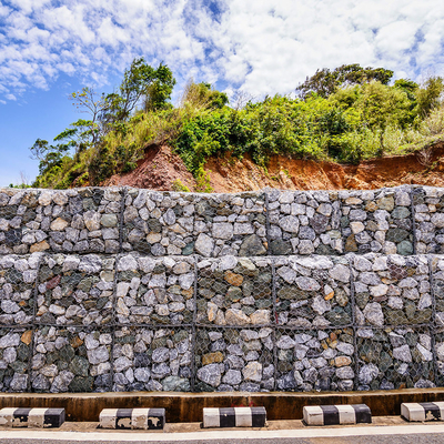 High Galvanized Woven Gabion Baskets With Wire 2.7mm / Edge Wire 3.4mm For Retaining Wall