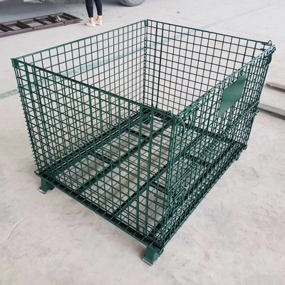 Galvanized 1200*1000*890mm Foldable Lockable Wire Mesh Transport Metal Storage Wire Mesh Pallet Cage