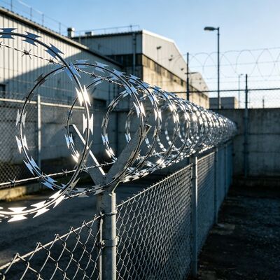 Galvanized BTO-22 Barbed Razor Wire Single Coil Fence Roll Concertina Blade Razor Wire