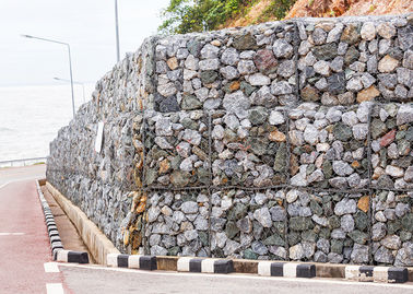 PVC Coated Gabion Baskets Gabion Wall Cages , Gabion Box For Bank Protection