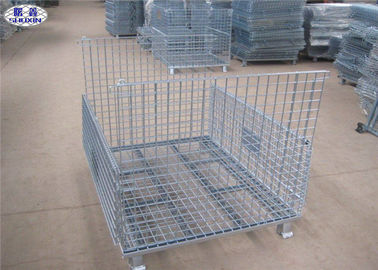 Metal Storage Wire Mesh Pallet Cages Basket Foldable Lockable COC Certificated