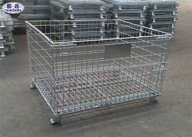 Folding Stackable Industrial Wire Containers Pallet Cage With U Shaped Channel