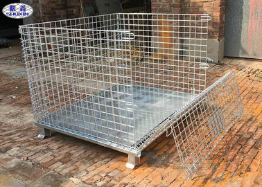 Rigid Mesh Metal Pallet Cage Collapsible Hot Dipped Galvanized Steel Wire