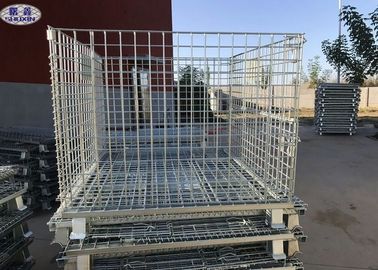 Size Customized Wire Mesh Pallet Cages , Metal Folding Collapsible Pallet Cages