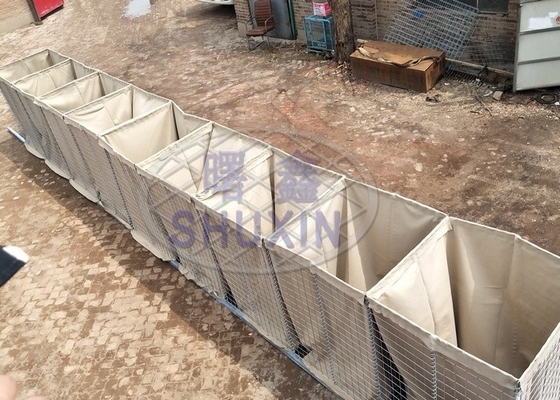 1 * 1* 5 M / 5 Cells Hesco Flood Barriers Sand Color Galvanized Retractable Safety Mil 3