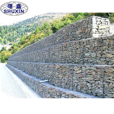 Double 3.9mm Twisted Wire Gabion Baskets Galvanized Stone Filled Cages Preventing Rock Breaking
