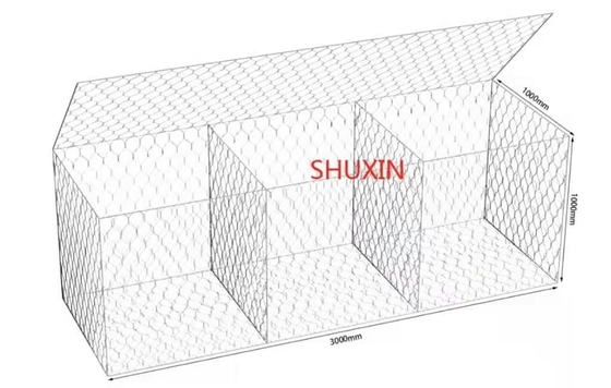 3.0mm 3x1x1m Galvanized Gabion Boxes Iron Heavy Duty Stone Filled For Roads And Bridges