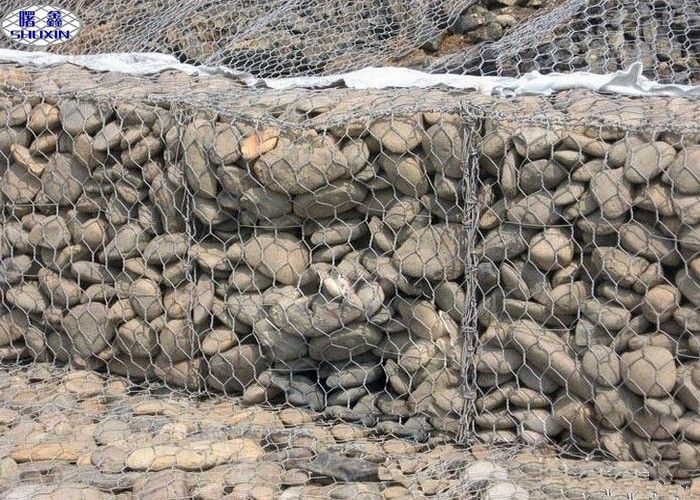 2 X 1 X 1 Rock Stone Filled Wire Mesh Wall Strong Anti Scour Ability