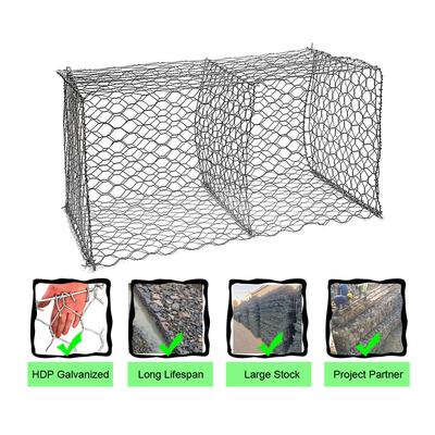 6x2x0.5m 8x10cm Galvanized Gabion Basket 2.7mm