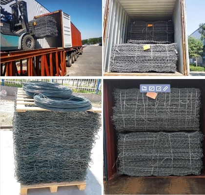 60*80mm Gabion Baskets Galvanized Zinc Coated Hexagonal Gabion Wire Mesh