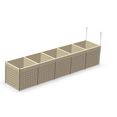 Stackable Geotextile Cloth Lined Olive Green Or Sand Color Welded Gabion Wire Mesh Basket Defensive Military Barrier