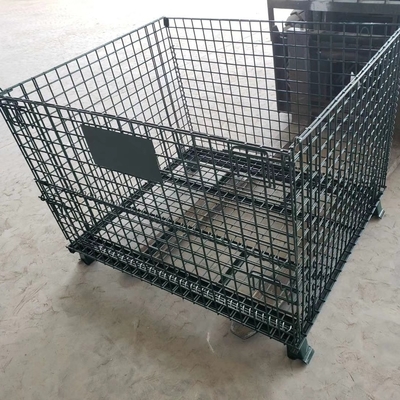 Galvanized 1200*1000*890mm Foldable Lockable Wire Mesh Transport Metal Storage Wire Mesh Pallet Cage