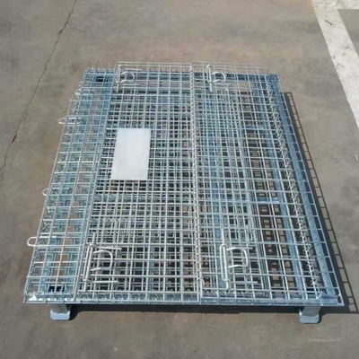Galvanized 1200*1000*890mm Foldable Lockable Wire Mesh Transport Metal Storage Wire Mesh Pallet Cage