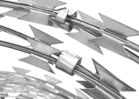 Spiral Straight Line And Spiral Cross Types Of Razor Barbed Wire Safety Fence