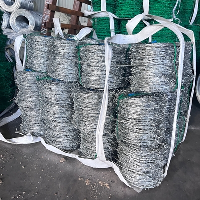 Factory Hot Dipped Galvanized Barbed Wire For Mesh Security Fencing 12.5 Gauge 18 Gauge PVC Coated Iron Barbed Wire