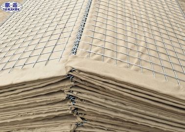 Brown Military Hesco Barrier Sand Wall , Gabion Baskets Retaining Wall