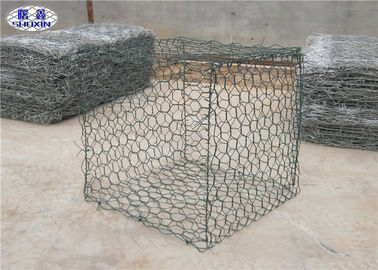 Plastic Coated Gabion Wall Cages / Hexagonal Rock Filled Gabion Cages