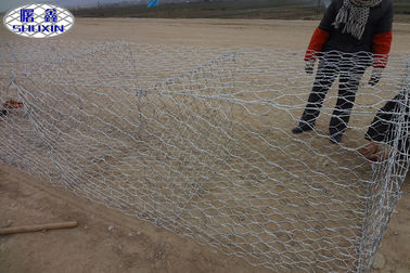 PVC Coated Woven Gabion Mesh Box Mesh Wire 2.7mm / Edge Wire 3.4mm