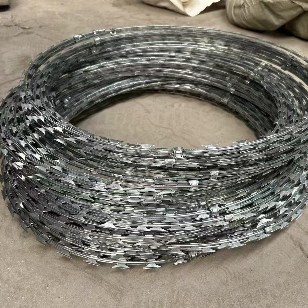 Galvanized Concertina Razor Wire Cross Coil Double Loops