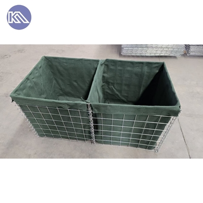 Durable HDP Galvanized MIL19 2.74M High Welded Gabion Box Geotexticle Cloth Lined Defensive Bastion Barriers