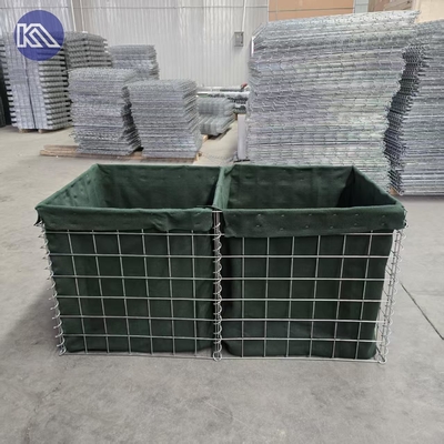 Heavy Duty 3 Inch Mesh Hole Gabion Basket MIL1 1.37M High Hesco Barrier Welded Gabion Box Lined With Geotextile Cloth