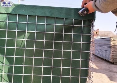 Flexible Sand Filled Barriers Galvanized Gabion With Green Geotextile