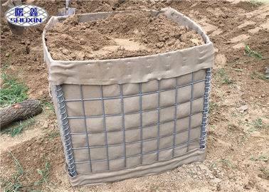 Geotextile Lined Military HESCO Barrier , High Tensile Welded Gabion Barrier