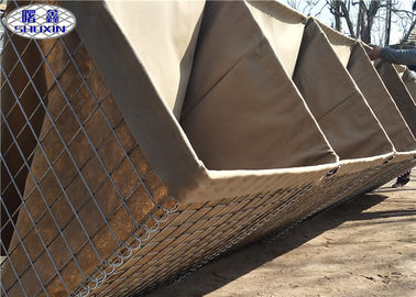 Galvanized Welded Gabion Bastion Wall , Protection Army Defensive Gabion Barrier