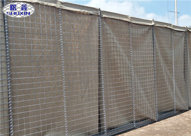Beige Custom Sand Filled Barriers / Welded Wire Mesh Gabion Defensive Bassion