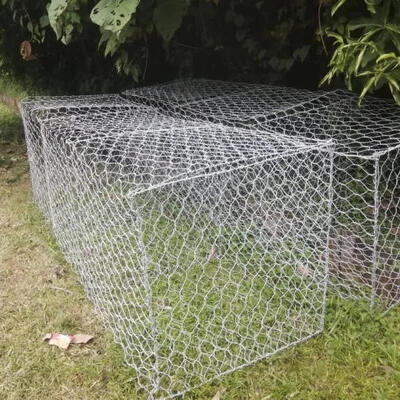 Double-Twisted Galfan Zinc Coating 8*10cm / 2*1*1m Gabion Basket Retaining Wall Fence