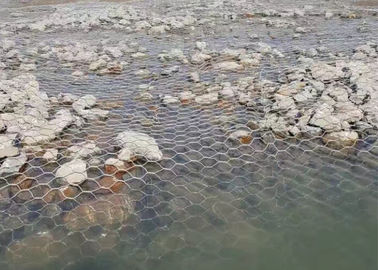 Pvc Coated Gabion Baskets Cages , 60 X 80mm Steel Gabion Wall Baskets